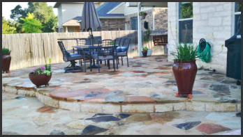 Custom Built Stone Patio in Bertram TX